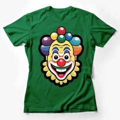 Colorful Clown Face T-Shirt, Vibrant Circus Clown Graphic Tee, Fun Carnival Apparel, Unisex T-shirt Female T-Shirt Custom graphic T-Shirt.Customize your color Angry Feminist, Foodie Outfit, Clown Face, Hipster Cat, Friends Tee, Clown Faces, Cat Glasses, T Shirt Female, Biker Outfit