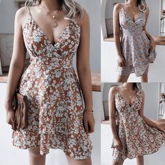 Floral Chiffon V-Neck Sundress - skyblue,L Summer Fitted Chiffon V-neck Dress, Flowy V-neck Summer Dress, Summer Beach V-neck Chiffon Dress, Fitted V-neck Chiffon Summer Dress, Chic V-neck Chiffon Dress For Date Night, Flowy V-neck Sundress For Garden Party, Chic Chiffon Sundress For Garden Party, V-neck Sundress For Day Out, Flowy V-neck Floral Dress For Party