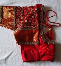 Chilly red kanchipuram silk blouse with beautiful hand emb (aari ) done with golden beads and stones. It can be customized to any colour and size. Pl leave a msg for customization. Product colour may slightly vary due to photographic lighting sources or your device settings. For customization i will send you the measurement chart which you can fill and send it back to me . Merun Colour Aari Blouse Design, Chanderi Wedding Blouse With Dori Work, Chanderi Blouse With Dori Work For Wedding, Wedding Chanderi Blouse With Dori Work, Wedding Saree Blouse With Cutdana, Wedding Blouse With Cutdana, Red Pattu Saree Blouse Designs, Wedding Blouse With Pallu In Art Silk, Traditional Drape Dola Silk Blouse For Weddings