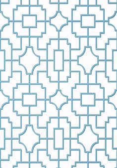 a blue and white geometric pattern with lines in the shape of rectangles on a white background