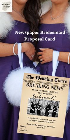 two women in purple dresses are posing for the camera with their arms around each other