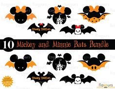 mickey mouse and minnie bats bundle for halloween svt cut files, digital clipart