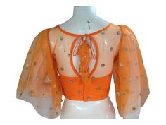 Orange Color Netted Party Wear Readymade Saree Blouse Indian Designer Blouse - Etsy Eid Unstitched Georgette Blouse Tops, Silk Party Wear Blouse For Diwali, Diwali Party Wear Silk Blouse, Festive Party Wear Semi-stitched Blouse, Party Wear Silk Blouse For Festivals, Silk Party Wear Blouse For Festivals, Orange Bollywood Blouse For Navratri, Traditional Fitted Orange Blouse Piece, Traditional Orange Festive Blouse