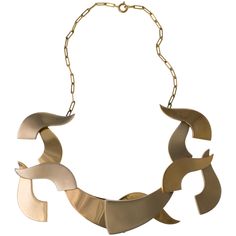 This rare-to-market original necklace, made in 1967, is an articulated collar made of 18-karat polished white and yellow gold by Hans Richter, the German-born artist, co-founder, exponent, and historian of the Dada art movement. The neckpiece embodies the artist’s preoccupations with flow and movement, as well as positive and negative currents. The necklace is in excellent condition. It is marked Hans Richter, '67, no. 5/9, H2. The design was exhibited at the seminal and groundbreaking contempor Hans Richter, Dada Movement, Iconic Jewelry, Peggy Guggenheim, Columbian Emeralds, Jewellery Exhibition, Original Necklace, Institute Of Contemporary Art, Pearl Statement Necklace