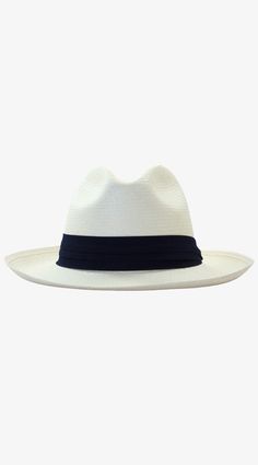 This classic Panama hat is made of Toquilla straw and features a grosgrain band. Handcrafted by skilled artisans in Ecuador. Size Guide: 56-57 cm with adjustable band. One size fits most. To find your hat size measure from the back of your head bringing the ends together at the center of your forehead right above your eyebrows. Formal Wide Brim Sun Hat In Toquilla Straw, Formal Toquilla Straw Sun Hat With Wide Brim, White Fitted Panama Hat With Curved Brim, Classic White Adjustable Boater Hat, White Fitted Fedora Straw Hat, Fitted White Straw Fedora, Elegant Adjustable Toquilla Straw Hat, Classic Adjustable Brimmed Boater Hat, Formal Sun Hat With Adjustable Short Brim