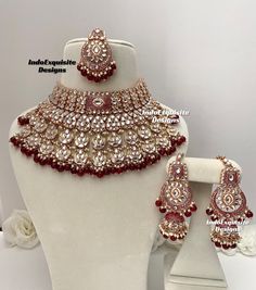 Premium Quality Kundan Meenakari Necklace set/Rose gold base/Marron/Bridal set/Wedding/bridal jewelry/ Indian jewelry /Kundan Polki Jewelry/ Pakistani Wedding Jewellery/Indian Bridal necklace/Maroon  All items are shipped from Brampton, Ontario, Canada. If you need your item by a certain day, please reach out to us for express delivery option before placing the order so that we can update the shipping for you. Standard shipping/delivery timeline Below are the delivery timeline estimates. We dispatch all orders by the next business day. ---> USA delivery timeline * 2-6 business days to major urban centers in USA. It may take 1-2 days extra to remote locations ---> Canada delivery timeline  * 2-3 business days - GTA  & Montreal  * 2-4  business days - Rest of Ontario/Quebec * 2-6 business da Traditional Rose Gold Jewelry Sets For Festive Occasions, Traditional Rose Gold Jewelry Sets For Festivities, Traditional Rose Gold Jewelry Sets Hand Set, Traditional Rose Gold Hand Set Jewelry Sets, Traditional Red Jewelry Sets For Marriage, Traditional Rose Gold Bridal Necklace For Festive Occasions, Traditional Rose Gold Bridal Necklace With Hand Set, Traditional Rose Gold Jewelry Sets For Wedding, Traditional Rose Gold Wedding Necklace