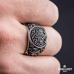 925 Silver Yggdrasil Symbol With Mammen Design Yggdrasil Symbol, Paw Ring, Thor's Hammer Mjolnir, Viking Designs, Viking Ring, Ragnar Lothbrok, Viking Style, Silver Tree, Viking Age