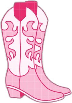 a pair of pink cowboy boots with white and pink trimmings on the heel