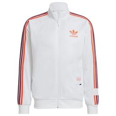 NWT! adidas Originals Chile 20 Men’s Small White Track Jacket H65539. Product #: H65539 A fresh take for a new generation! The adidas Originals Chile Track Top takes inspiration from the heritage football style for a sleek and standout look. Evolved from the famed Chile 62 collection, this top is set with contrast details and graphic pops that further intensifies its throwback style. Made with a blend of soft and smooth tricot fabric, this sustainable top allows all-day comfort. Lead the track i White Adidas Logo Functional Track Jacket, White Adidas Functional Track Jacket, White Functional Adidas Track Jacket, White Adidas Athleisure Outerwear, White Adidas Logo Functional Outerwear, White Adidas Functional Outerwear, White Functional Adidas Outerwear, Functional White Adidas Outerwear, Adidas Three Stripes Outerwear For Sports Events