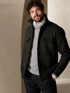 Wexford Shirt Jacket | Banana Republic French Men Style, Paul Kelly, Charcoal Sweater, Aesthetic Outfits Men, Classy Outfits Men, Oxford Shirts, Mens Casual Outfits Summer, Stylish Men Casual, Winter Comfort