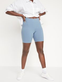 The biker shorts you love just got better! Now with a heavier-knit fabric and a thicker, more supportive waistband.  Elasticized high-rise waistband.  Soft-washed, medium-weight cotton jersey, with comfortable stretch.  Easy pull-on style.  @modelsiz Summer Outfits Black Women, Black Women Business Attire, Long Biker Shorts, Women Business Attire, Outfit Ideas Skirt, Fall Festival Outfit, Mom Fits, Dress Italian, Italian Summer Outfits