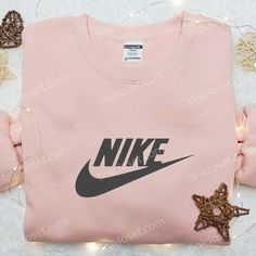 Vintage Nike Embroidered Hoodie, Nike Inspired Embroidered Shirt, Best Gifts for Family Casual Pink Crew Hoodie, Casual Pink Hoodie With Embroidered Logo, Trendy Cotton Sweatshirt With Embroidered Logo, Trendy Hoodie With Letter Embroidery And Crew Neck, Trendy Crew Neck Hoodie With Letter Embroidery, Trendy Cotton Hoodie With Embroidered Graphics, Casual Pink Sweatshirt With Embroidered Logo, Trendy Winter Top With Embroidered Logo, Casual Hoodie With Embroidered Graphics And Crew Neck