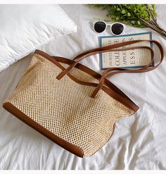 IN STOCK FAST SHIPPING FROM LOS ANGELES Fishnet patterned straw woven tote. Great for tropical vacation. New summer beach look. Size: 11.8"H x 18.8"W x 7.5"D Designer Style ID: 8512 Straw Woven Fishnet Tote Bag with Inner Pouch, Retro Vibes, Summer Bag, Everyday Shoulder Bag, Beach Bag Casual Rectangular Beach Bag With Woven Leather, Casual Woven Leather Rectangular Beach Bag, Beach Satchel Shoulder Bag With Braided Handles, Beach Season Satchel Shoulder Bag With Braided Handles, Brown Beach Bag With Braided Handles For Vacation, Beach Season Satchel Beach Bag With Adjustable Strap, Straw Shoulder Bag With Adjustable Strap For Shopping, Daily Use Woven Leather Beach Bag, Trendy Basket Shoulder Bag For Beach Season