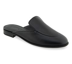 Slip into effortless style with the Aerosoles Wilda almond toe leather slip-on mule. Perfect for casual outings or adding a chic touch to your work ensemble, these mules offer both comfort and elegance. From Aerosoles. Slip On Mules, Leather Slip Ons, Mule, Effortless Style, Fashion Shoes, Almond, Oxford, Black Leather, Loafers