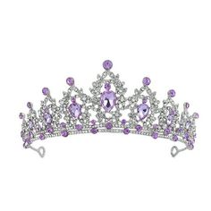 Bridal Crown Temperament Shiny Purple Rhinestone Crowns Bridal Headband Hairwear Hair Jewelry Ornaments For Party Features: With light weight and good toughness design, this bridal crown gives you a comfortable wearing experience. Shiny purple rhinestone bridal crown gives your hair a wonderful decoration and make you look more elegant and charming. It is constructed of alloy rhinestone material. The diameter of this product is 14cm and the height is 6cm. It is suitable for parties, banquets, we