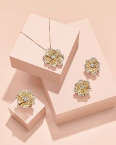 Bloomingdale's Fine Collection Yellow & White Diamond Flower Pendant Necklace in 14K White & Yellow Gold, 3.25 ct. t.w. - Exclusive Designer Rings For Women, Diamond Flower Ring, Diamond Flower Pendant, Designer Rings, Flower Stud Earrings, Flower Pendant Necklace, Rings Rings, Flower Stud, Exclusive Jewelry