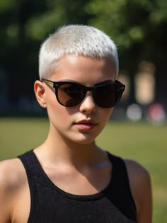 Blonde Buzzcut Woman, Buzz Cut Women Round Face, Woman Buzzcut, Fade Haircut Women, Shaved Pixie Cut, Buzzed Hair Women, Buzz Cut Women, Shaved Pixie