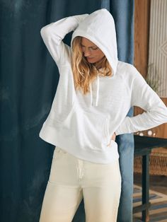 Sunwashed Slub Hoodie - White Comfy Relaxed Fit Hoodie With Soft Texture, Super Soft Cotton Sweats With Relaxed Fit, Cozy Super Soft Cotton Sweats, Super Soft Cozy Cotton Sweats, Cozy Fit Cotton Sweats In Relaxed Style, Sporty Hoodie With Soft Texture And Relaxed Fit, Everyday Soft-washed Organic Cotton Sweatshirt, Comfy Cotton Hoodie Super Soft, Everyday Cotton Sweatshirt With Soft Texture