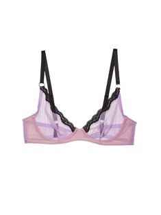 Sheer demi bra with stretch Italian tulle cups. Playful lace trim and adjustable straps with o-ring detail offer support and sexiness, making it Fleur Du Mal's most essential underpinning. Body: 84% Polyamide, 16% Elastane Lace Trim: 81% Polyamide, 19% Elastane Hand wash cold, hang or lay flat to dry. Do not soak. Jumpsuit And Blazer, Shoes Heels Wedges, Demi Bra, Lavender Purple, Clothing Essentials, Tulle Lace, Sweater Sale, Ballet Flat Shoes, Hook And Eye