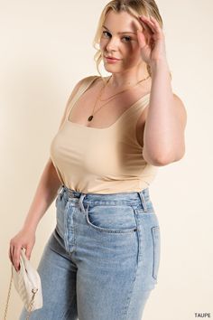 Add a little swing to your style with this must have bodysuit. This tank style bodysuit features a fitted silhouette, square neckline and bottom snaps for easy dressing. It’s crafted from a soft, lightweight nylon that’s perfect for layering during every season. Whether you’re going for cute, casual or dressy, this versatile bodysuit will have you “Getting In the Swing” of any occasion! 90% Nylon, 10% Spandex *Rachel is shown in a MEDIUM. Trendy Spring Bodysuit With Square Neck, Trendy Square Neck Bodysuit For Spring, Chic Square Neck Bodysuit For Spring, Chic Summer Bodysuit For Everyday Wear, Spring Everyday Bodysuit With Scoop Neck, Everyday Spring Bodysuit With Scoop Neck, Spring Scoop Neck Bodysuit For Everyday, Summer Everyday Bodysuit With Scoop Neck, Chic Spring Bodysuit For Everyday