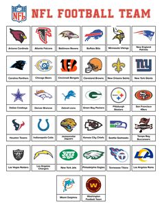 the nfl team logo is shown in this image, and it's all different colors