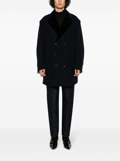 Navy Wool Coat, Mens Wool Coats, Wool Peacoat, Mens Navy, Blue Wool, Black Coat, Wool Coat, Welt Pockets, Welt Pocket