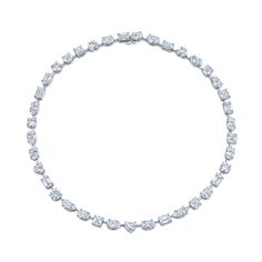 Mixed of fancy shaped diamonds in platinum necklace. 39 total stones 39.57 carat total weight Measures 15.25 in length. Fancy Shape Diamond Necklace, Expensive Necklaces, Platinum Necklace, Pearl And Diamond Necklace, Luxury Necklace, Expensive Jewelry, Fancy Diamonds, Life Time, Dream Jewelry