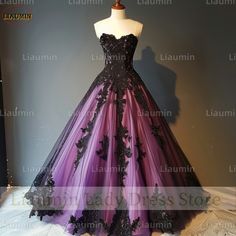 Black And Purple Wedding Dress, Fae Ball, Fluffy Dresses, Black Wedding Gowns, Midnight Purple, Purple Wedding Dress, Purple Prom, Prom Dress Evening, Purple Dresses