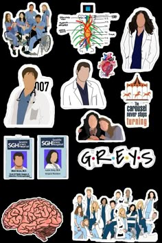 the greys stickers are all different colors and sizes, but one is white