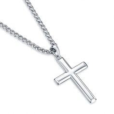 Description Elevate your style with the Cross Necklace for Men, a sophisticated accessory crafted from 925 Sterling Silver. This necklace features a striking cross pendant that adds a touch of elegance to any outfit. Stylish Design: Cross Necklace features a classic 925 sterling silver cross pendant on a durable stainless steel wheat chain.Suitable for both casual and formal occasions, this cross necklace complements any outfit. Cross size:1.57 inch * 0.98 inch, The Chain is 316L Stainless Steel. Smooth 3mm Wheat Chain and Sturdy Clasp, Lead free and Hypoallergenic. Perfect Gift of Faith, Courage and Strength, Special for Someone or for Yourself. Perfect for a First Communion Gift, Birthday Gift, Easter Gift, Father's Day Gift, Christmas Day Gift or Anniversary Gift. This Cross Necklace is Cross Necklace For Men, Silver Cross Necklace, Necklaces For Men, Cross Necklaces, First Communion Gifts, Chain For Men, Sterling Silver Cross Pendant, Silver Cross Pendant, Chain Silver