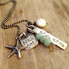 surfer girl personalized jewelry - hand stamped necklace, summer, surfer, beach girl necklace Metal Stamp Jewelry, Stamp Jewelry, Rustic Necklace, Beachy Jewelry, Star Necklace Gold, Girl Necklace