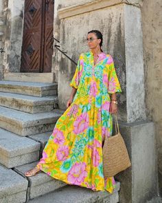 Multicolored bohemian long dress one size Length 136cm  Bust 108 cm Bohemian Long Dress, Bohemian Dresses Long, Viscose Dress, Dress Clothes For Women, Dress First, Bulgaria, Long Dress, Dubai, Greece