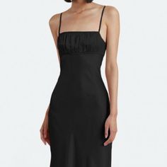 Bec + Bridge Amber Maxi Dress Black Sz 4 Nwt Never Worn I Got It Hemmed Because Was Too Long On Me So Is Now More Midi (I Am 5'4, 112 Lbs, Bra Size 34b) Length From Strap To Bottom: 53.5 Inches - Exposed Zipper Closure On Bodice - Invisible Zipper With A Hook And Eye On Skirt - Not Bra Friendly - Main: 100% Viscose - Contrast: 66% Nylon, 34% Elastane Sleek Fitted Slip Dress For Dinner, Elegant Fitted Slip Dress With Square Neck, Chic Square Neck Slip Dress For Date Night, Chic Lined Dress For Dinner, Chic Square Neck Slip Dress For Cocktail, Chic Slip Dress With Fitted Bodice For Dinner, Fitted Midi Length Slip Dress For Cocktail, Square Neck Midi Dress With Ruched Bodice For Cocktail, Chic Fitted Lined Slip Dress