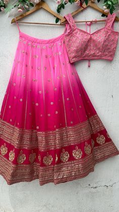 Wedding Georgette Lehenga Choli Lehenga: Georgette With Sequence Zari Work Lining: Crape Blouse: Georgette Duppta: Georgette  Size: Un-stitch, Made To Measure Work: Sequence, Embroidery, Zari  Care: Dry Clean Type: Party Wear Lehenga Choli, Engagement Lehenga choli, Wedding Lehenga Choli Our products are 100% authentic and genuine. We guarantee your satisfaction! Indian Vastraa was started with the goal of offering the best in Indian ethnic fashion at unbeatable prices. Visit our Store and Show all Latest Collection: https://www.etsy.com/shop/indianvastraa If you have any Query regarding Products, Please Feel Free To Message Us. Thank You For Visit Our Shop. PLEASE NOTE : 👉 If you go for "made to measure option", we will provide a measurements guide video. Rush order - can be delivered wi Pink Wedding Sets For Navratri, Pink Wedding And Navratri Sets, Wedding Lehenga With Gota Work, Wedding Pink Choli With Pallu, Pink Lehenga With Resham Embroidery For Ceremony, Pink Sharara With Resham Embroidery For Ceremony, Pink Sharara With Dupatta For Ceremony, Festive Pink Choli For Wedding, Festive Pink Wedding Choli