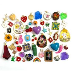 Charm Necklace Pendants For Women Charms For Bracelets Pick A Charm Colorful Enamel Fruit Flowers Vintage Jewelry Heart Fun Gifts For Her by eVintique on Etsy Vintage Enamel Charms Jewelry, Elegant Vintage Enamel Jewelry With Charm, Enamel Pendant Necklaces With Vintage Charm, Red Enamel Charm Necklaces For Gifts, Heart-shaped Enamel Charms Necklaces, Strawberry Charm, Fruit Flowers, Pink Rose Flower, Enamel Flower