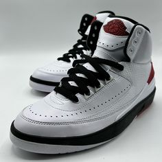 Air Jordan 2 Retro Og Chicago 2022 Dx2591-106 Size 6y/7.5 Womens New In Box 100% Authentic White, Red, Black Nike Air Jordan 2 Retro Chicago Basketball Sneakers Fast Shipping White Lace-up Custom Sneakers For Sports, White Sneakers With Red Sole In Synthetic Material, White Jordan Shoes With Red Sole, Lace-up, High-top Basketball Shoes With White Sole And Laces, Mid-top White Skate Shoes With Red Sole, White Synthetic Skate Shoes With Red Sole, White Lace-up Sneakers With Red Sole, High-top Skate Shoes With White Laces For Sports, White High-top Sneakers With Red Sole For Sports