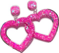 Kawaii Pink Jewelry For Valentine's Day, Pink Kawaii Jewelry For Valentine's Day, Pink Kawaii Heart-shaped Jewelry, Pink Heart-shaped Kawaii Jewelry, Fun Pink Heart-shaped Jewelry, Trendy Pink Glitter Earrings, Cute Pink Double Heart Jewelry, Cute Pink Dangle Heart Earrings, Cute Pink Heart Earrings With Beads