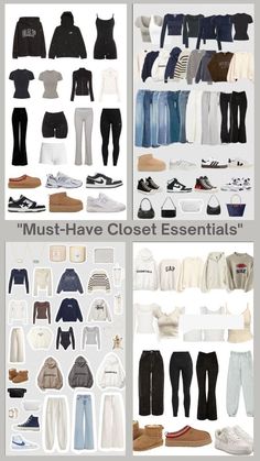 Athleisure Fall Capsule Wardrobe, School Wardrobe Essentials, Full Capsule Wardrobe, College Outfit Basics, Closet Must Haves For Teens, Basics To Have In Your Closet, Outfits To Wear When On Your Period, Teen Girl Capsule Wardrobe, Closet Essentials For Teens