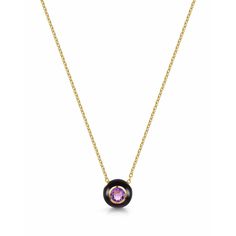 Fervor Montreal Necklace Black Enamel Rose Cut Amethyst Necklace Elegant Gemstones With Bezel Setting For Formal Occasions, Elegant Round Polished Gemstones, Elegant Formal Gemstones With Bezel Setting, Elegant Bezel Set Gemstones For Formal Occasions, Formal Purple Gemstone Necklace, Fine Jewelry Round Cabochon Necklaces, Exquisite Amethyst Necklace For Formal Occasions, Modern Round Cabochon Necklace, Exquisite Formal Amethyst Necklace