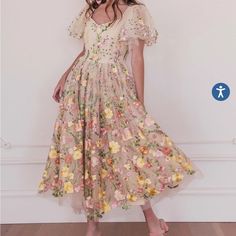 JessaKae Blushing Flora Dress Elegant Embellished Dress For Garden Party, Embellished Midi Dress For Garden Party, Multicolor Midi Dress For Wedding, Pink Bohemian Cocktail Dress, Multicolor Midi Wedding Dress, Spring Embellished Midi Dress For Wedding Guest, Fitted Embellished Midi Dress For Garden Party, Embellished Fitted Midi Dress For Garden Party, Bohemian Pink Cocktail Dress