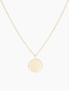 14k gold blank round charm necklace Classic Circle Yellow Gold Necklace, Everyday Full Circle Necklace With Delicate Chain, 14k Gold Delicate Circle Necklace, Delicate Full Circle Necklace For Everyday, Minimalist Yellow Gold Circle Necklace, Simple Pendant Necklace, Circle Charm Necklace, Simple Pendant, Gold Circle Necklace