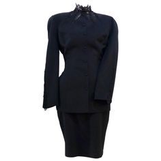 Fitted Black Evening Sets, Elegant Black Skirt Suit For Formal Occasions, Elegant Black Skirt Suit For Party, Elegant Fitted Cocktail Sets, Classic Black Skirt Suit For Semi-formal Occasions, Formal Black Fitted Skirt Suit, Black Fitted Skirt Suit For Formal Occasions, Elegant Fitted Black Skirt Suit, Elegant Black Skirt Suit For Evening