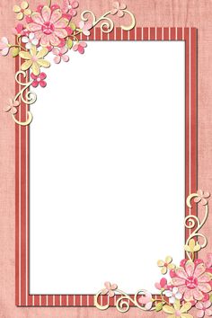 a pink and gold frame with flowers on it