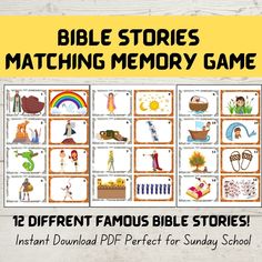 the bible stories matching memory game for children to learn how to read and use it