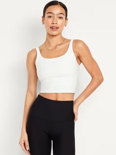 Light Support PowerSoft Longline Sports Bra | Old Navy Fitted Scoop Neck Tank Top With Built-in Padding, Fitted Tank Sports Bra With Built-in Padding, Stretch Tank Top With Built-in Padding And Scoop Neck, Fitted Tank Top With Built-in Padding, Fitted Activewear With Built-in Padding And Tank Straps, Gym Tank Top With Built-in Padding And Wide Straps, Fitted Athleisure Tank Top With Adjustable Straps, Sporty Scoop Neck Tank Top With Built-in Padding, Casual Activewear With Built-in Bra And Wide Straps