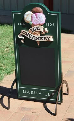 the ice creamery sign is on display outside