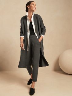 Duster Cardigan Sweater | Banana Republic Business Casual Sweater Coat For Fall With Long Sleeves, Relaxed Fit Sweater Coat For Workwear In Fall, Elegant Relaxed Fit Cardigan For Loungewear, Chic Knit Outerwear With Relaxed Fit, Chic Relaxed Fit Knit Outerwear, Elegant Relaxed Fit Winter Cardigan, Elegant Oversized Sweater For Daywear, Cozy Long Coat Sweater For Layering, Oversized Elegant Sweater For Daywear