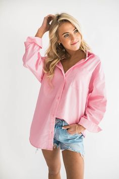 If your resolution is to dress well then you need to start with our Billie Tunic Shirt. Some wear it as a dress and some wear it as a shirt! The perfect shade of pink, a relaxed fit silhouette that looks oh so chic styled either way. Layer it with your favorite sweater or denim jacket or you can even leave it unbuttoned and wear it as a cover up over your fav bathing suit! *Because this shirt can be worn as both a dress and a shirt it has pockets. Size Chart Features: collared neckline relaxed f Dress Well, Favorite Sweater, Tunic Shirt, Bathing Suit, Bathing Suits, Chic Style, Nice Dresses, To Start, Denim Jacket