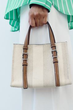 MINI TOTE BAG - Multi-color | ZARA United States Spring Canvas Satchel Bag, Summer Canvas Shoulder Bag For On-the-go, White Canvas Shoulder Bag With Top Carry Handle, White Canvas Shoulder Bag With Top Handle, Chic Canvas Bag For On-the-go, Summer Satchel With Double Handle For On-the-go, White Shoulder Bag With Canvas Lining For Shopping, Summer Canvas Bag For On-the-go, Canvas Bucket Bag With Detachable Handle