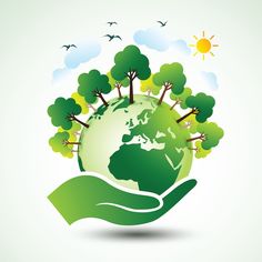 hands holding the earth with trees on it